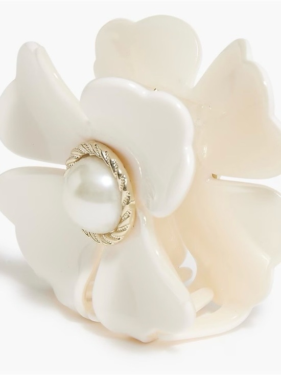 J. Crew Accessories - J. Crew Ivory Flower Pearl Claw Hair Clip